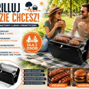 GRILL TURYSTYCZNY WALIZKA SKŁADANY PRZENOŚNY ZE STALI NIERDZEWNEJ WĘGLOWY