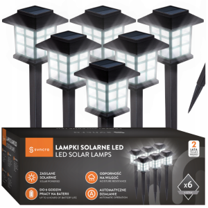 LAMPA SOLARNA OGRODOWA WBIJANA LED LAMPKI SOLARNE 6x BARWA ZIMNA