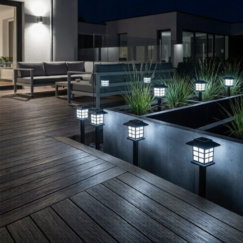 LAMPA SOLARNA OGRODOWA WBIJANA LED LAMPKI SOLARNE 6x BARWA ZIMNA - obrazek 3
