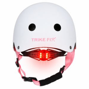 Kask rowerowy dla dziecka Trike Fix regulowany LED S 48-54cm biały