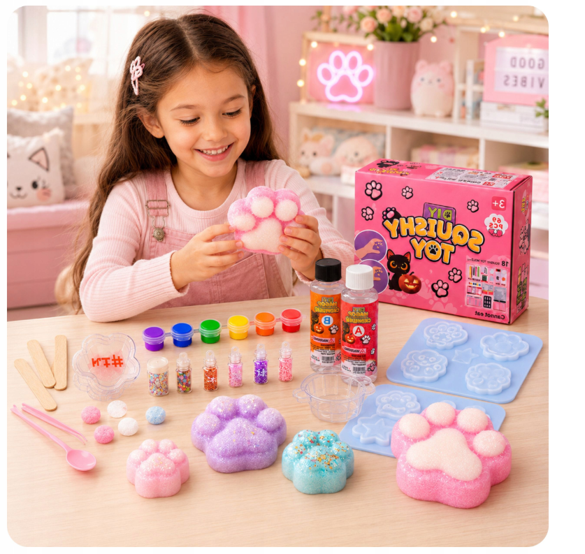 ZESTAW DO TWORZENIA GNIOTKÓW KOCIA ŁAPKA SQUISHY ŻEL SLIME FORMY OZDOBY - obrazek 7